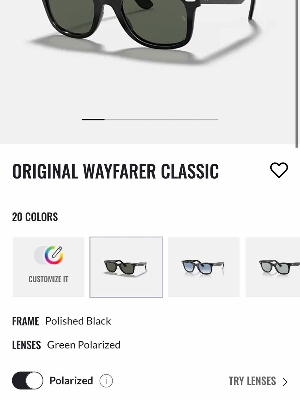 Ray-Ban Original Wayfarer Classic Polished Black with Green Lenses